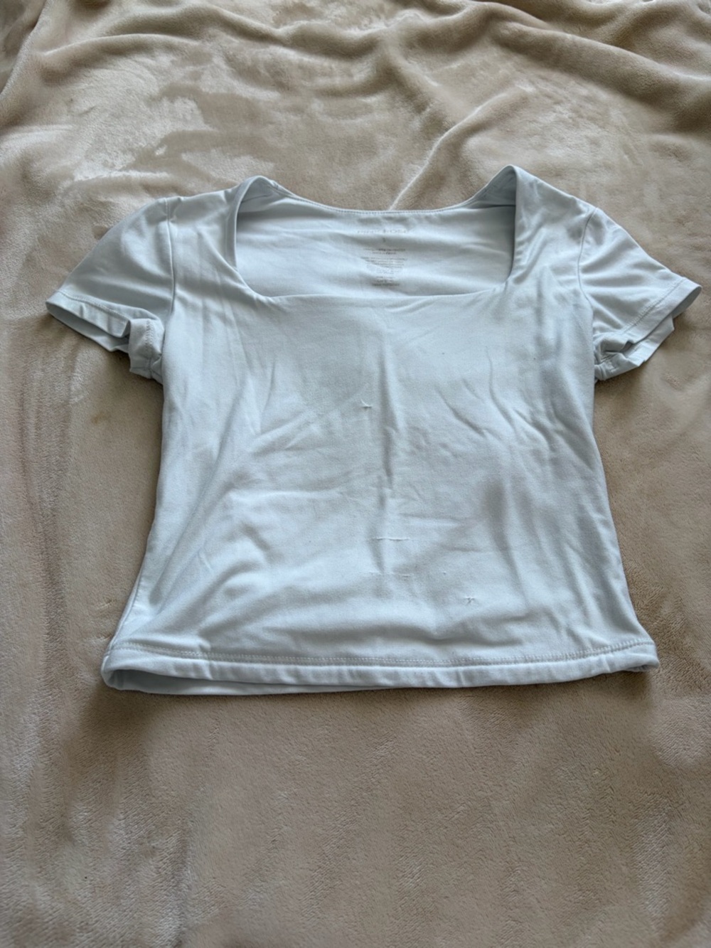Pink Rose White Square Neck Short Sleeve Top